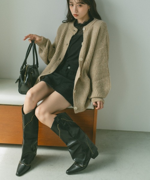 VANNIE U（ヴァニーユー）の「レイヤードウエスタンブーツ（ブーツ・レディース・ブラック/ブラウン/ダークブラウン・M/L/S）」の22枚目の写真