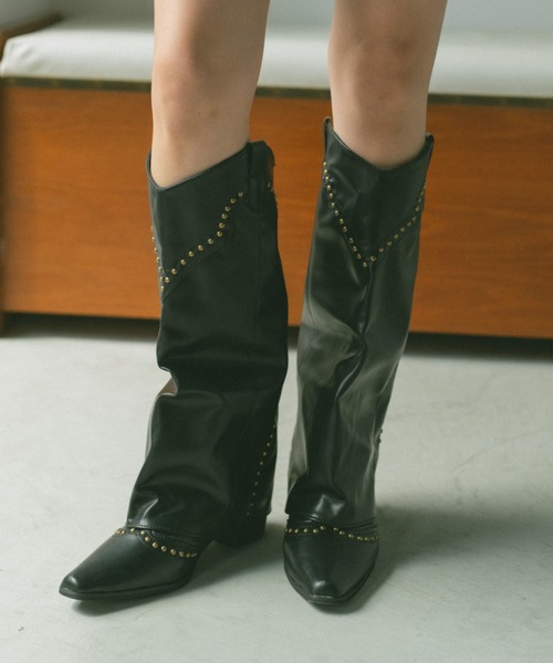 VANNIE U（ヴァニーユー）の「レイヤードウエスタンブーツ（ブーツ・レディース・ブラック/ブラウン/ダークブラウン・M/L/S）」の5枚目の写真