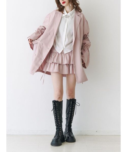 jouetie(ジュエティ)の「リボンティアードミニスカパン【セットアップ対応】(スカート・レディース・ピンク/グレー/ブラック・MEDIUM)」の8枚目の写真