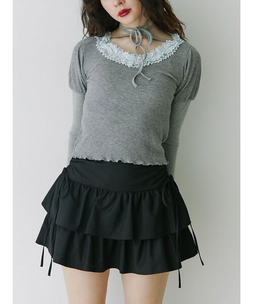 jouetie(ジュエティ)の「リボンティアードミニスカパン【セットアップ対応】(スカート・レディース・ピンク/グレー/ブラック・MEDIUM)」の11枚目の写真