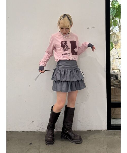 jouetie(ジュエティ)の「リボンティアードミニスカパン【セットアップ対応】(スカート・レディース・ピンク/グレー/ブラック・MEDIUM)」の17枚目の写真