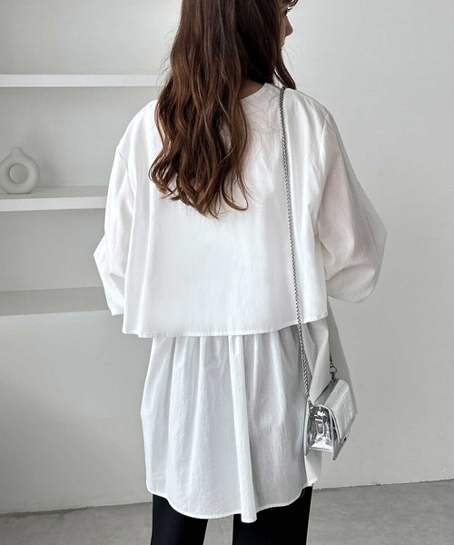 GeeRA(ジーラ)の「【M~3L展開】ふんわりペプラムが大人可愛い!羽織にもなる!ペプラムシャツチュニックブラウス(シャツ/ブラウス・レディース・オフホワイト/ブラック系その他/ブラック・MEDIUM/LARGE/X-LARGE/XX-LARGE)」の12枚目の写真