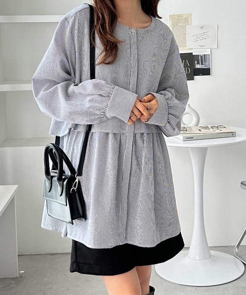 桃仙 セール】ふんわりペプラムが大人可愛い！羽織にもなる！ペプラム