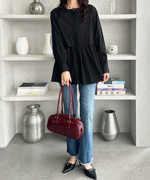 polaura ポローラ フラワーペプラムチュニック ピンク ペプラムチュニック - ベルーナ【公式】