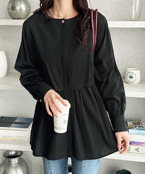 セール】【M~3L展開】ふんわりペプラムが大人可愛い！羽織にもなる