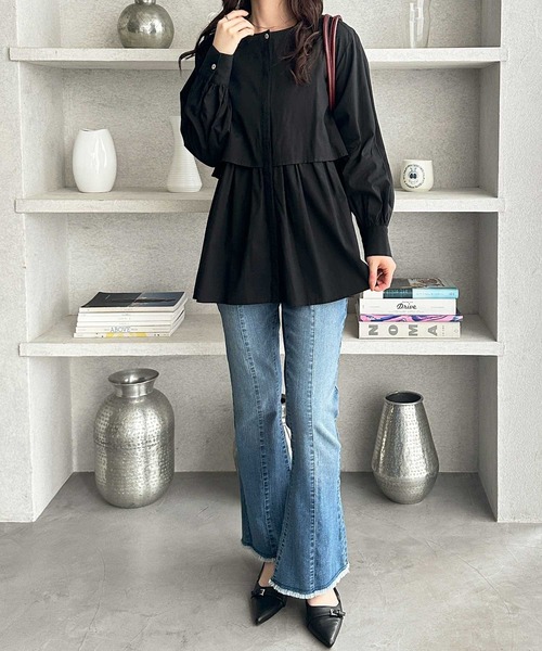 セール】【M~3L展開】ふんわりペプラムが大人可愛い！羽織にもなる