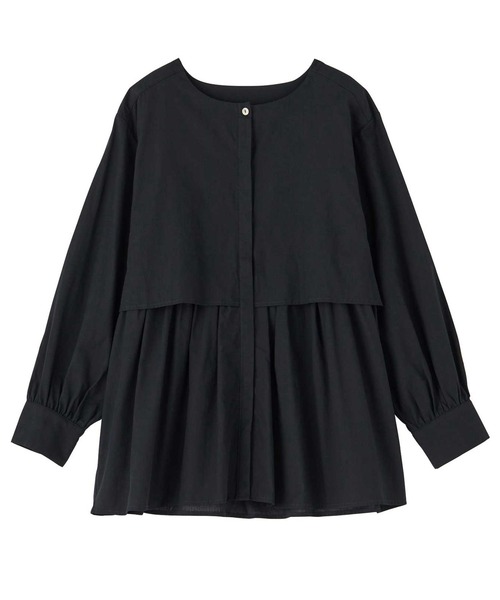 GeeRA(ジーラ)の「【M~3L展開】ふんわりペプラムが大人可愛い!羽織にもなる!ペプラムシャツチュニックブラウス(シャツ/ブラウス・レディース・オフホワイト/ブラック系その他/ブラック・MEDIUM/LARGE/X-LARGE/XX-LARGE)」の22枚目の写真