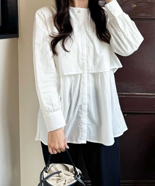 セール】ふんわりペプラムが大人可愛い！羽織にもなる！ペプラムシャツ