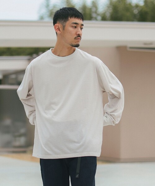 B:MING by BEAMS（ビーミングバイビームス）の「クイックドライ ボーダー ロングスリーブ Tシャツ（Tシャツ/カットソー・メンズ・オリーブ/ナチュラル・SMALL/X-LARGE/LARGE/MEDIUM）」の6枚目の写真