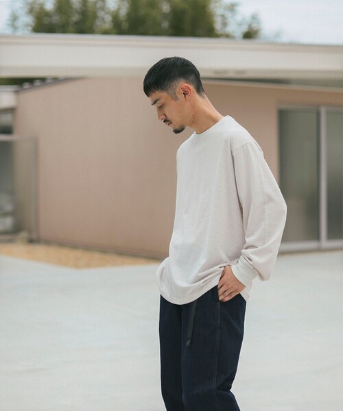 B:MING by BEAMS（ビーミングバイビームス）の「クイックドライ ボーダー ロングスリーブ Tシャツ（Tシャツ/カットソー・メンズ・オリーブ/ナチュラル・SMALL/X-LARGE/LARGE/MEDIUM）」の8枚目の写真