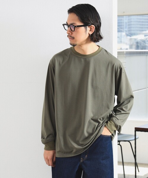 B:MING by BEAMS（ビーミングバイビームス）の「クイックドライ ボーダー ロングスリーブ Tシャツ（Tシャツ/カットソー・メンズ・オリーブ/ナチュラル・SMALL/X-LARGE/LARGE/MEDIUM）」の12枚目の写真