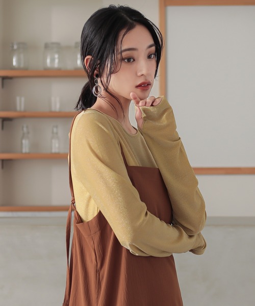 n'OrLABEL（ノアールレーベル）の「『ラメシアークルーネック指穴カットソー』（Tシャツ/カットソー・レディース・ブラック/ブラウン/イエロー/シルバー・2/1）」の5枚目の写真