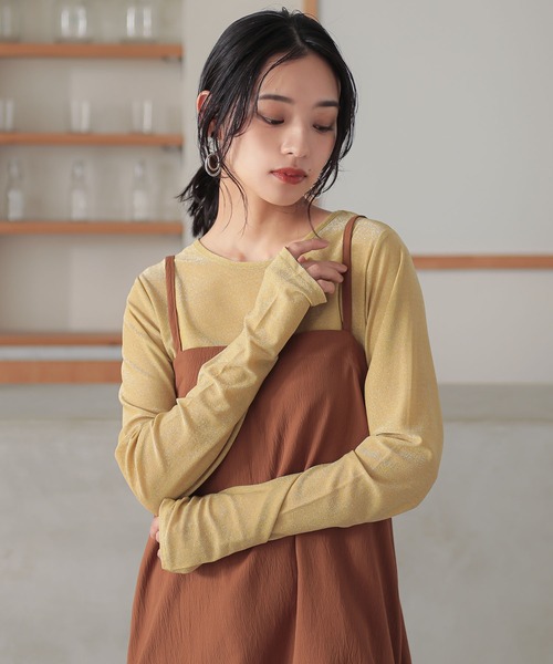 n'OrLABEL（ノアールレーベル）の「『ラメシアークルーネック指穴カットソー』（Tシャツ/カットソー・レディース・ブラック/ブラウン/イエロー/シルバー・2/1）」の8枚目の写真