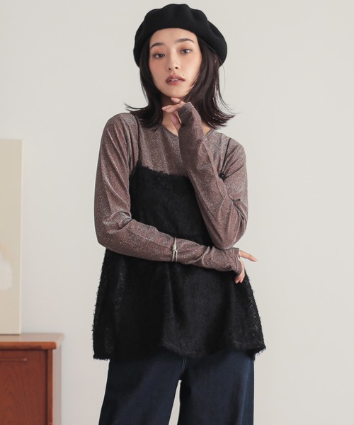 n'OrLABEL（ノアールレーベル）の「『ラメシアークルーネック指穴カットソー』（Tシャツ/カットソー・レディース・ブラック/ブラウン/イエロー/シルバー・2/1）」の14枚目の写真