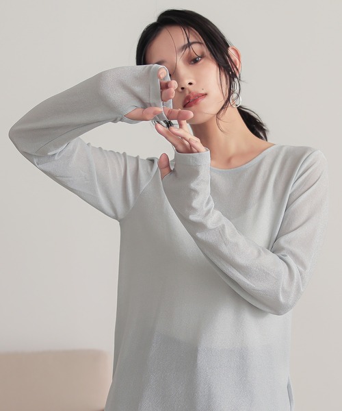 n'OrLABEL（ノアールレーベル）の「『ラメシアークルーネック指穴カットソー』（Tシャツ/カットソー・レディース・ブラック/ブラウン/イエロー/シルバー・2/1）」の22枚目の写真