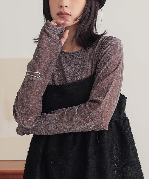 n'OrLABEL（ノアールレーベル）の「『ラメシアークルーネック指穴カットソー』（Tシャツ/カットソー・レディース・ブラック/ブラウン/イエロー/シルバー・2/1）」の11枚目の写真