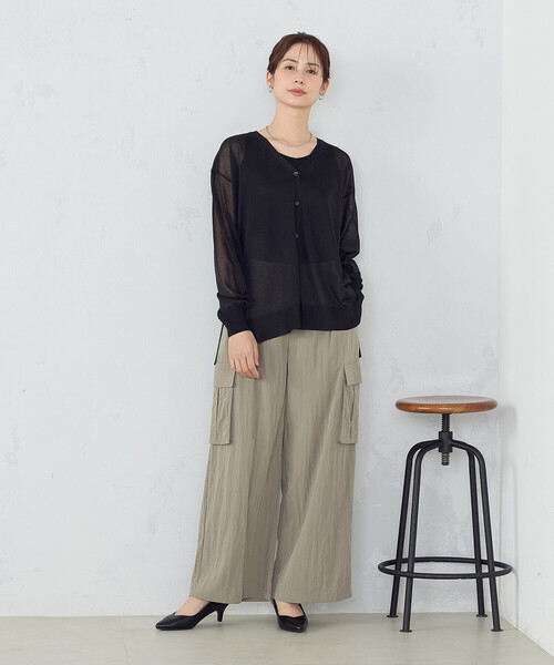 COMME CA ISM（コムサイズム）の「シャカシャカタフタ ワイドシルエット カーゴパンツ（カーゴパンツ・レディース・カーキ/ブラック・LARGE/MEDIUM）」の5枚目の写真