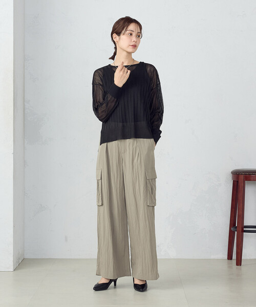 COMME CA ISM（コムサイズム）の「シャカシャカタフタ ワイドシルエット カーゴパンツ（カーゴパンツ・レディース・カーキ/ブラック・LARGE/MEDIUM）」の7枚目の写真