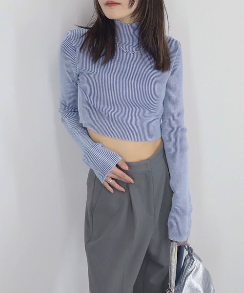 セール】【ZOZO限定】ニュアンスクロップドリブニット／ 長袖