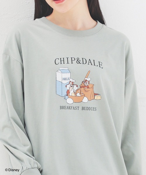 Honeys(ハニーズ)の「ディズニー/ゆるTシャツ(Tシャツ/カットソー・レディース・スミクロ/ブルー/グリーン/ベージュ/オフホワイト・LL/S/M/L)」の4枚目の写真