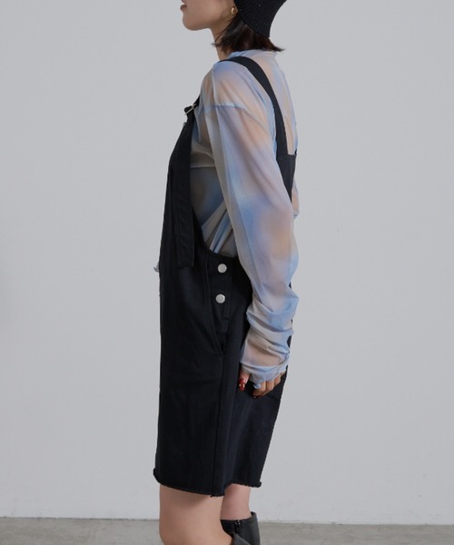 WILLOW（ウィロー）の「【WILLOW】ショートサロペット（サロペット/オーバーオール・レディース・ライトブラウン/ブラック・ONE SIZE）」の15枚目の写真