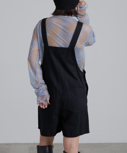 WILLOW（ウィロー）の「【WILLOW】ショートサロペット（サロペット/オーバーオール・レディース・ライトブラウン/ブラック・ONE SIZE）」の16枚目の写真