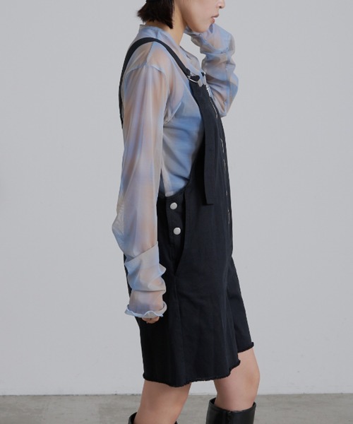 WILLOW（ウィロー）の「【WILLOW】ショートサロペット（サロペット/オーバーオール・レディース・ライトブラウン/ブラック・ONE SIZE）」の17枚目の写真