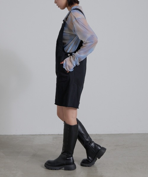 WILLOW（ウィロー）の「【WILLOW】ショートサロペット（サロペット/オーバーオール・レディース・ライトブラウン/ブラック・ONE SIZE）」の19枚目の写真