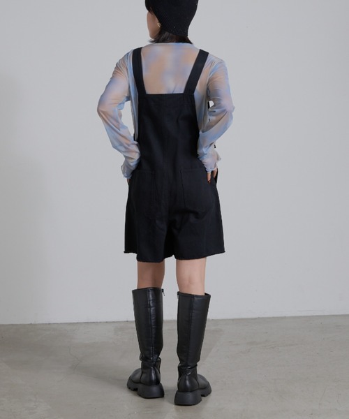 WILLOW（ウィロー）の「【WILLOW】ショートサロペット（サロペット/オーバーオール・レディース・ライトブラウン/ブラック・ONE SIZE）」の20枚目の写真