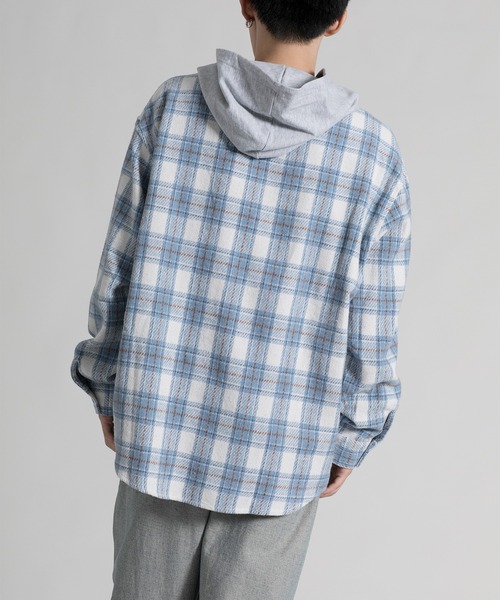 aimoha(アイモハ)の「【aimoha neo】 Vintage Plaid Hoodie Shirt(パーカー・メンズ・ブラック/ブルー・MEDIUM/LARGE/X-LARGE/XX-LARGE)」の9枚目の写真