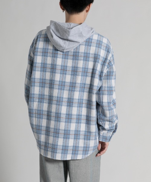 aimoha(アイモハ)の「【aimoha neo】 Vintage Plaid Hoodie Shirt(パーカー・メンズ・ブラック/ブルー・MEDIUM/LARGE/X-LARGE/XX-LARGE)」の10枚目の写真