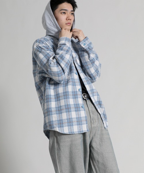 aimoha(アイモハ)の「【aimoha neo】 Vintage Plaid Hoodie Shirt(パーカー・メンズ・ブラック/ブルー・MEDIUM/LARGE/X-LARGE/XX-LARGE)」の12枚目の写真