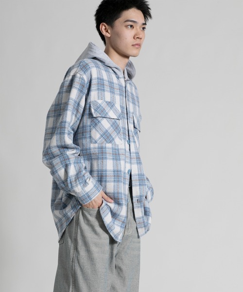 aimoha(アイモハ)の「【aimoha neo】 Vintage Plaid Hoodie Shirt(パーカー・メンズ・ブラック/ブルー・MEDIUM/LARGE/X-LARGE/XX-LARGE)」の13枚目の写真