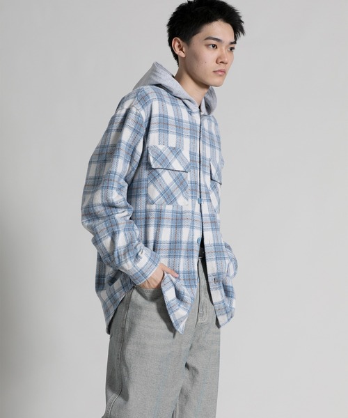 aimoha(アイモハ)の「【aimoha neo】 Vintage Plaid Hoodie Shirt(パーカー・メンズ・ブラック/ブルー・MEDIUM/LARGE/X-LARGE/XX-LARGE)」の15枚目の写真