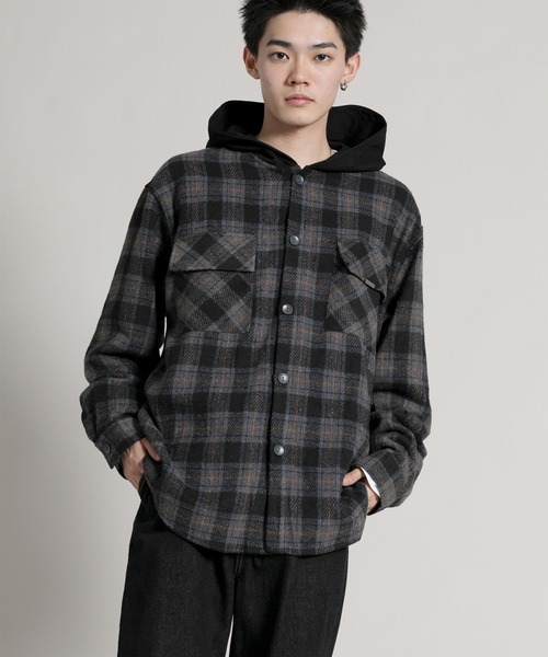 aimoha(アイモハ)の「【aimoha neo】 Vintage Plaid Hoodie Shirt(パーカー・メンズ・ブラック/ブルー・MEDIUM/LARGE/X-LARGE/XX-LARGE)」の17枚目の写真