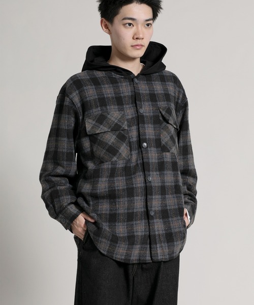 aimoha(アイモハ)の「【aimoha neo】 Vintage Plaid Hoodie Shirt(パーカー・メンズ・ブラック/ブルー・MEDIUM/LARGE/X-LARGE/XX-LARGE)」の18枚目の写真