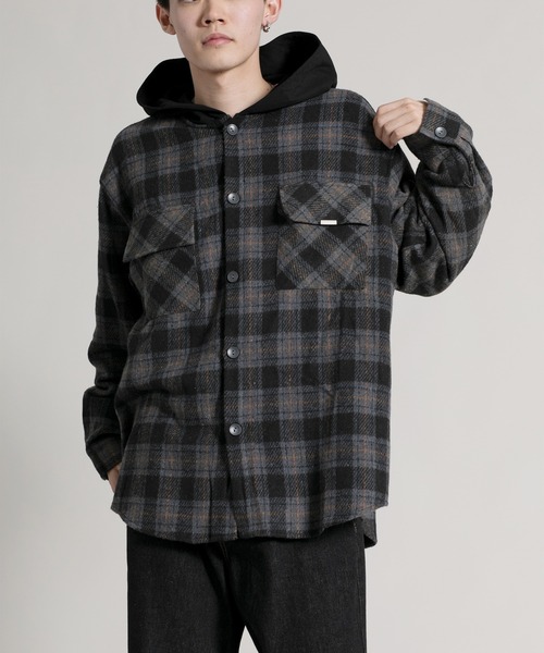 aimoha(アイモハ)の「【aimoha neo】 Vintage Plaid Hoodie Shirt(パーカー・メンズ・ブラック/ブルー・MEDIUM/LARGE/X-LARGE/XX-LARGE)」の20枚目の写真