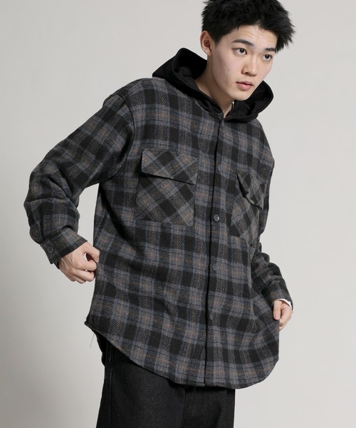 aimoha(アイモハ)の「【aimoha neo】 Vintage Plaid Hoodie Shirt(パーカー・メンズ・ブラック/ブルー・MEDIUM/LARGE/X-LARGE/XX-LARGE)」の21枚目の写真