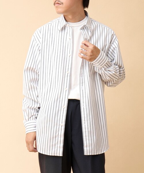 NOLLEY’S(ノーリーズ)の「NEW REGULAR ピーチブロード オーバーサイズシャツ 24AW(シャツ/ブラウス・メンズ・サックスブルー/ホワイト系その他/グリーン系その他・S/M/L)」の4枚目の写真