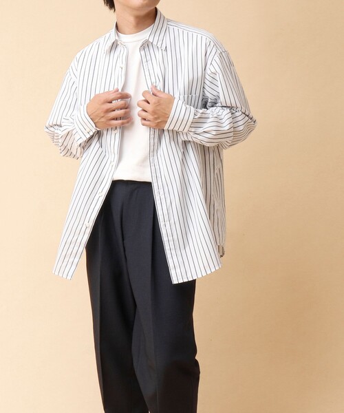 NOLLEY’S(ノーリーズ)の「NEW REGULAR ピーチブロード オーバーサイズシャツ 24AW(シャツ/ブラウス・メンズ・サックスブルー/ホワイト系その他/グリーン系その他・S/M/L)」の6枚目の写真