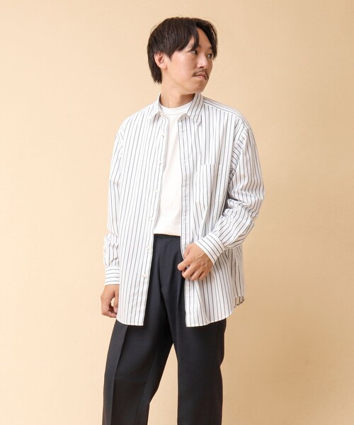 NOLLEY’S(ノーリーズ)の「NEW REGULAR ピーチブロード オーバーサイズシャツ 24AW(シャツ/ブラウス・メンズ・サックスブルー/ホワイト系その他/グリーン系その他・S/M/L)」の8枚目の写真