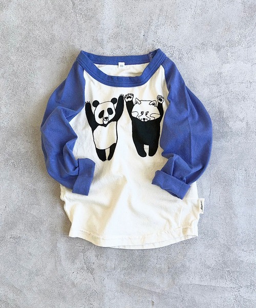 JIPPON（ジポン）の「ラグランパンダロンT/日本製（Tシャツ/カットソー・キッズ・ブラウン/ブラック/ピンク/ブルー・80/90/95/100/110/120/130/140）」の3枚目の写真