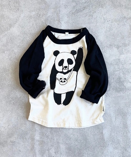 JIPPON（ジポン）の「ラグランパンダロンT/日本製（Tシャツ/カットソー・キッズ・ブラウン/ブラック/ピンク/ブルー・80/90/95/100/110/120/130/140）」の2枚目の写真