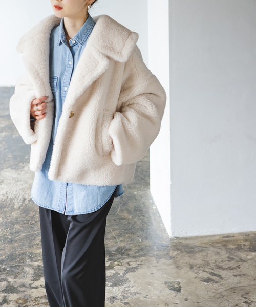 2/8-2/9限定値下げ！NOBLE スノーボアビッグカラーコートvery掲載品 Noble（ノーブル）の「スノーボアビッグカラーコート（ブルゾン