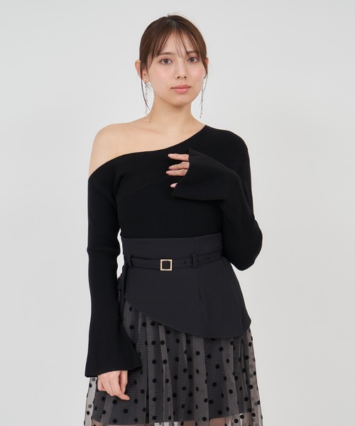 ロイヤルパーティー アシメネックリボンニットトップス セール】アシメネックリボンニットトップス(ニット/セーター