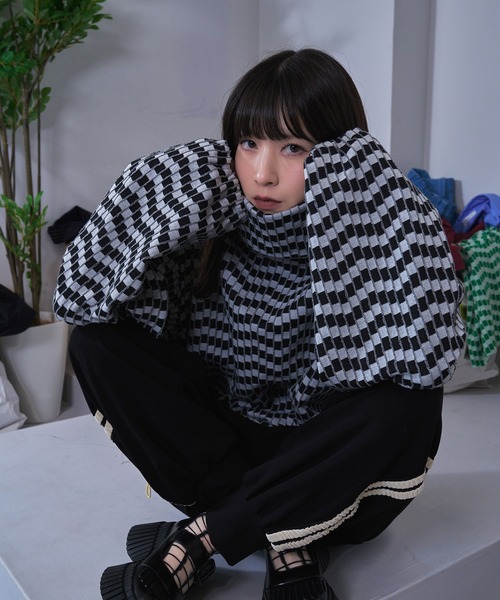 Nora Lily(ノラリリー)の「【Nora Lily】Patchwork Border Volume Neck Top (UNISEX)(その他トップス・メンズ・ブラック系その他/グリーン系その他/ブルー系その他・FREE)」の16枚目の写真