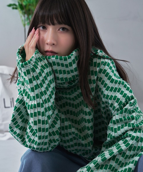 Nora Lily(ノラリリー)の「【Nora Lily】Patchwork Border Volume Neck Top (UNISEX)(その他トップス・メンズ・ブラック系その他/グリーン系その他/ブルー系その他・FREE)」の10枚目の写真