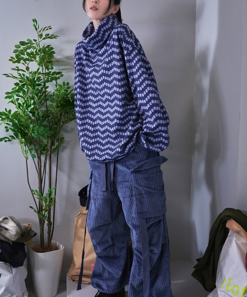 Nora Lily(ノラリリー)の「【Nora Lily】Patchwork Border Volume Neck Top (UNISEX)(その他トップス・メンズ・ブラック系その他/グリーン系その他/ブルー系その他・FREE)」の7枚目の写真