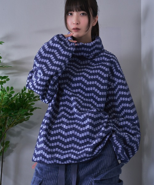 Nora Lily(ノラリリー)の「【Nora Lily】Patchwork Border Volume Neck Top (UNISEX)(その他トップス・メンズ・ブラック系その他/グリーン系その他/ブルー系その他・FREE)」の5枚目の写真