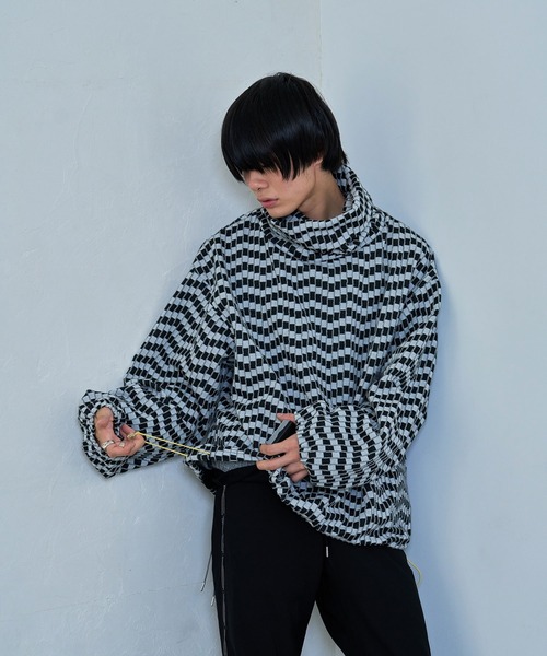 Nora Lily(ノラリリー)の「【Nora Lily】Patchwork Border Volume Neck Top (UNISEX)(その他トップス・メンズ・ブラック系その他/グリーン系その他/ブルー系その他・FREE)」の11枚目の写真